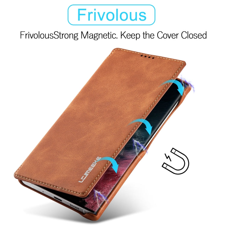 LC.IMEEKE Custodia per telefono in pelle a vibrazione orizzontale Hon Ancient Series, For Samsung Galaxy S23 Ultra 5G