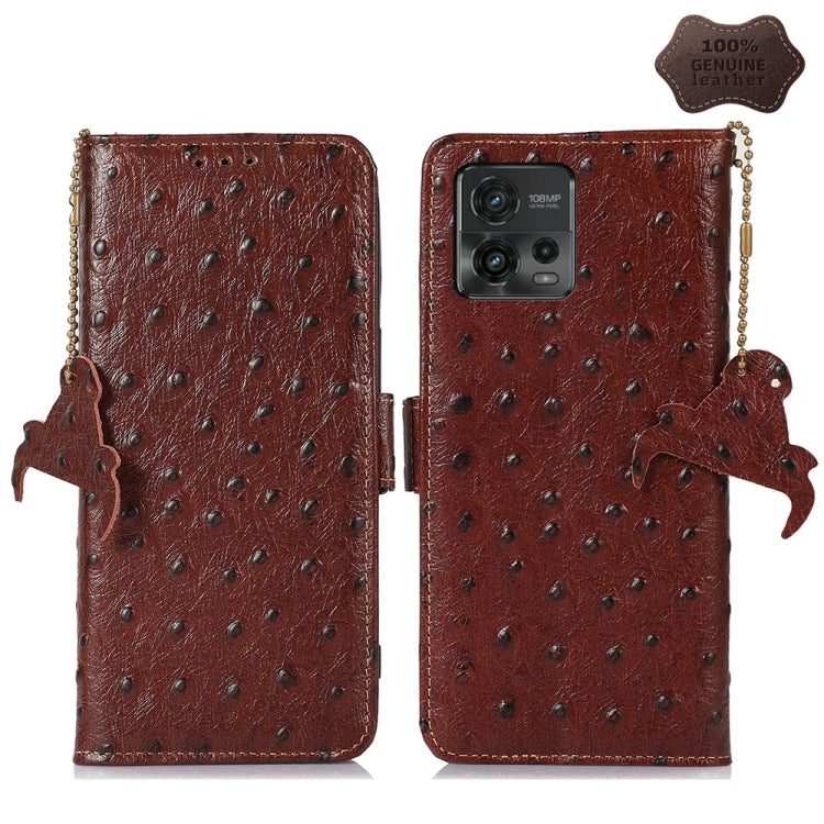 Custodia portafoglio in vera pelle con RFID per Motorola Moto G72