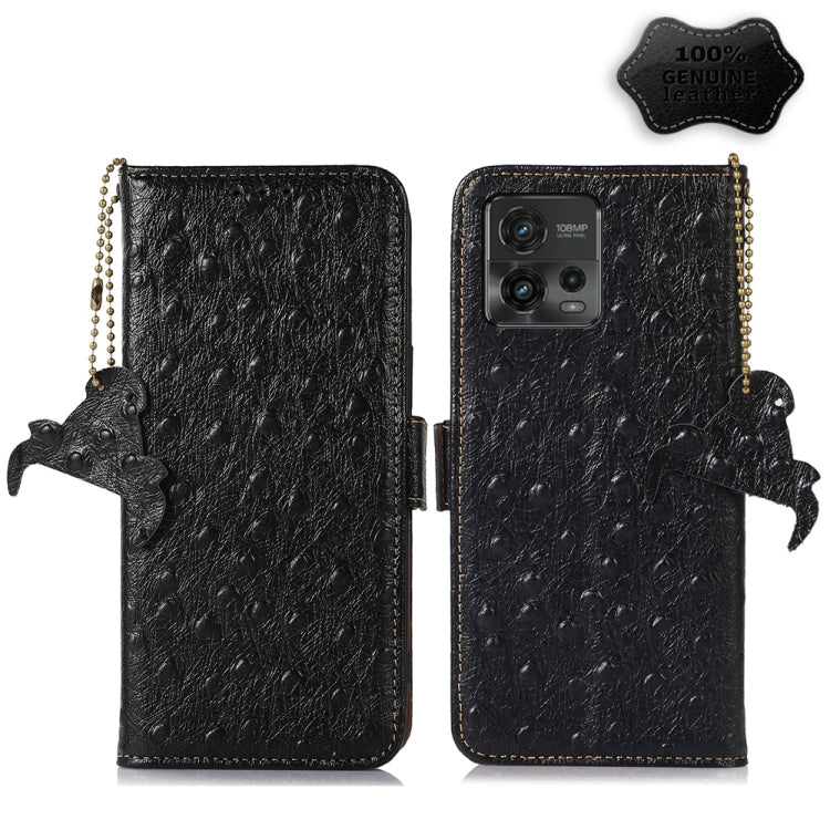 Custodia portafoglio in vera pelle con RFID per Motorola Moto G72