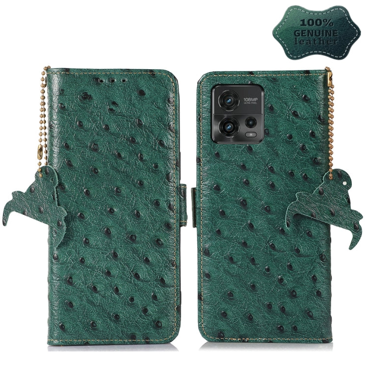 Custodia portafoglio in vera pelle con RFID per Motorola Moto G72
