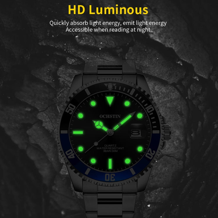 Orologio da uomo con cinturino in acciaio luminoso impermeabile al quarzo multifunzionale, OCHSTIN 7019E