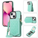 Custodia per telefono RFID con trama rombica con cordino e specchio, For iPhone 14 Pro Max, For iPhone 14 Pro, For iPhone 14, For iPhone 14 Plus
