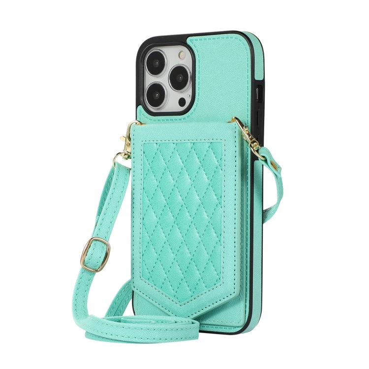 Custodia per telefono RFID con trama rombica con cordino e specchio, For iPhone 13 Pro Max, For iPhone 13 Pro, For iPhone 13, For iPhone 13 mini