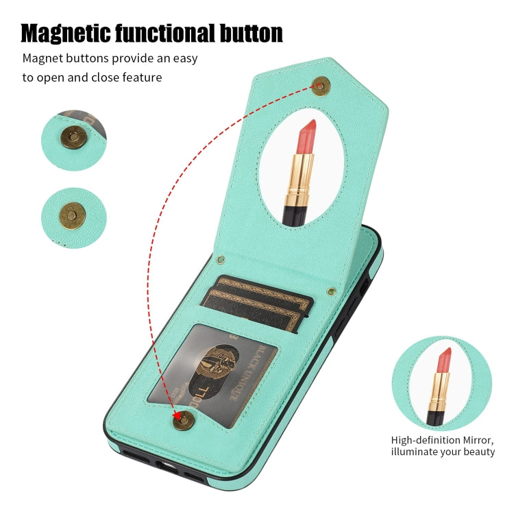 Custodia per telefono RFID con trama rombica con cordino e specchio, For iPhone 13 Pro Max, For iPhone 13 Pro, For iPhone 13, For iPhone 13 mini
