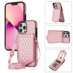 Custodia per telefono RFID con trama rombica con cordino e specchio, For iPhone 13 Pro Max, For iPhone 13 Pro, For iPhone 13, For iPhone 13 mini