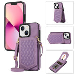 Custodia per telefono RFID con trama rombica con cordino e specchio, For iPhone 13 Pro Max, For iPhone 13 Pro, For iPhone 13, For iPhone 13 mini