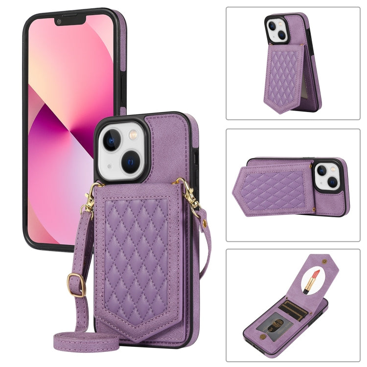 Custodia per telefono RFID con trama rombica con cordino e specchio, For iPhone 13 Pro Max, For iPhone 13 Pro, For iPhone 13, For iPhone 13 mini