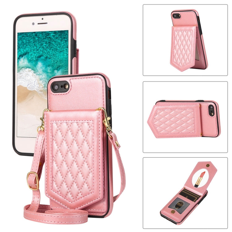 Custodia per telefono RFID con trama rombica con cordino e specchio, For iPhone 6s Plus / 6 Plus, For iPhone 6s / 6