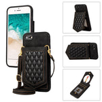 Custodia per telefono RFID con trama rombica con cordino e specchio, For iPhone 6s Plus / 6 Plus, For iPhone 6s / 6