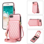 Custodia per telefono RFID con trama rombica con cordino e specchio, For iPhone 6s Plus / 6 Plus, For iPhone 6s / 6