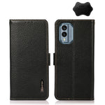 KHAZNEH Custodia per telefono RFID in vera pelle Litchi magnetica laterale, For Nokia X30 5G