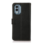 KHAZNEH Custodia per telefono RFID in vera pelle Litchi magnetica laterale, For Nokia X30 5G