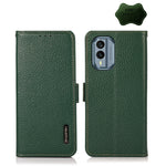 KHAZNEH Custodia per telefono RFID in vera pelle Litchi magnetica laterale, For Nokia X30 5G