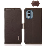 KHAZNEH Custodia per telefono RFID in vera pelle Litchi magnetica laterale, For Nokia X30 5G