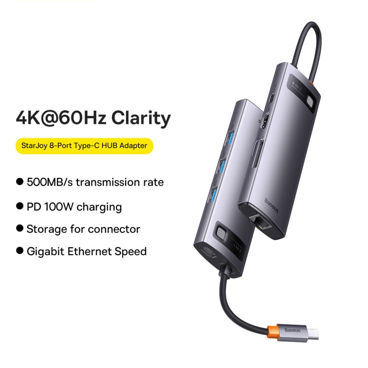 Adattatore HUB USB-C 8 porte Baseus StarJoy 100W