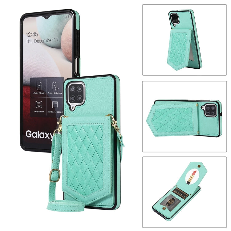 Custodia per telefono RFID con trama rombica con cordino e specchio, For Samsung Galaxy A12 5G, For Samsung Galaxy A13 5G / 4G, For Samsung Galaxy A51 4G, For Samsung Galaxy A52 5G / 4G / A52s