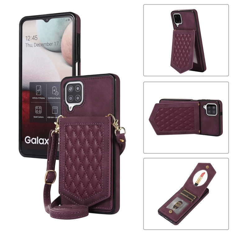 Custodia per telefono RFID con trama rombica con cordino e specchio, For Samsung Galaxy A12 5G, For Samsung Galaxy A13 5G / 4G, For Samsung Galaxy A51 4G, For Samsung Galaxy A52 5G / 4G / A52s