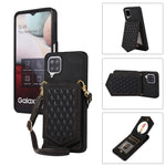 Custodia per telefono RFID con trama rombica con cordino e specchio, For Samsung Galaxy A12 5G, For Samsung Galaxy A13 5G / 4G, For Samsung Galaxy A51 4G, For Samsung Galaxy A52 5G / 4G / A52s