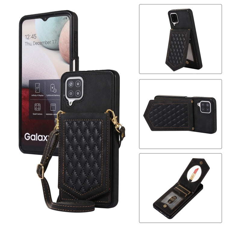 Custodia per telefono RFID con trama rombica con cordino e specchio, For Samsung Galaxy A12 5G, For Samsung Galaxy A13 5G / 4G, For Samsung Galaxy A51 4G, For Samsung Galaxy A52 5G / 4G / A52s