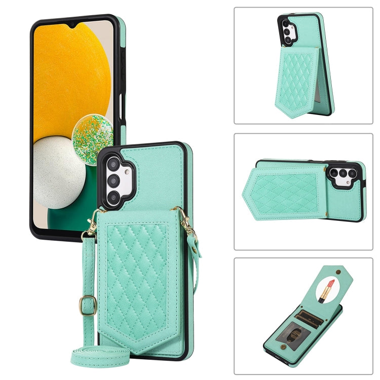 Custodia per telefono RFID con trama rombica con cordino e specchio, For Samsung Galaxy A12 5G, For Samsung Galaxy A13 5G / 4G, For Samsung Galaxy A51 4G, For Samsung Galaxy A52 5G / 4G / A52s