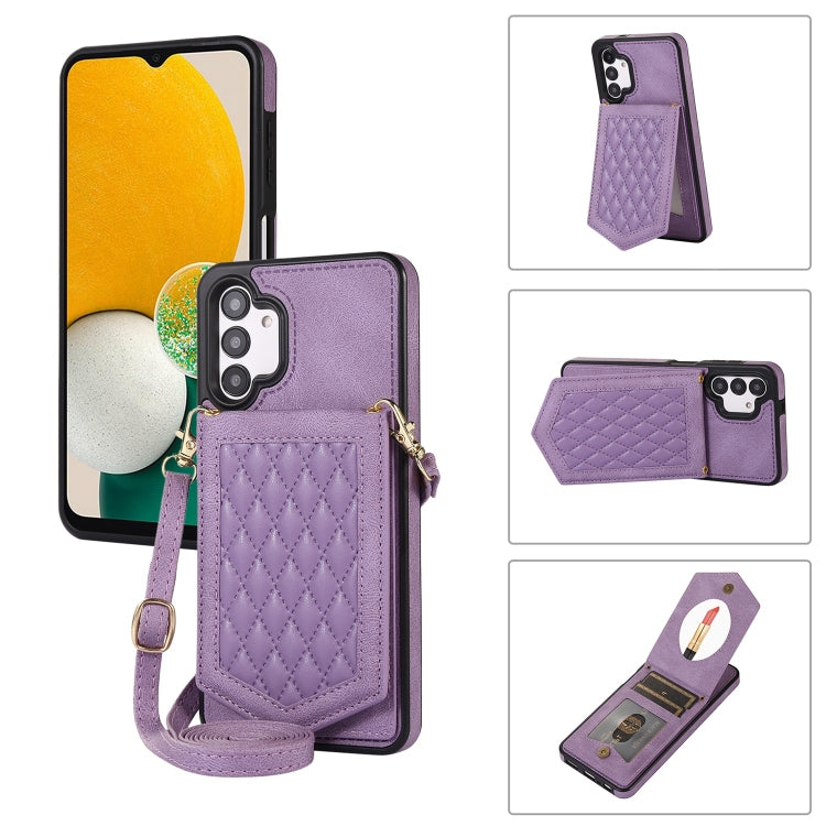 Custodia per telefono RFID con trama rombica con cordino e specchio, For Samsung Galaxy A12 5G, For Samsung Galaxy A13 5G / 4G, For Samsung Galaxy A51 4G, For Samsung Galaxy A52 5G / 4G / A52s