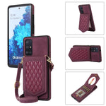Custodia per telefono RFID con trama rombica con cordino e specchio, For Samsung Galaxy A12 5G, For Samsung Galaxy A13 5G / 4G, For Samsung Galaxy A51 4G, For Samsung Galaxy A52 5G / 4G / A52s