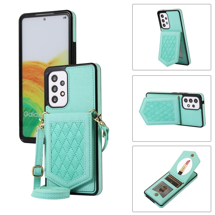 Custodia per telefono RFID con trama rombica con cordino e specchio, For Samsung Galaxy A53 5G, For Samsung Galaxy Z Flip4 5G, For Samsung Galaxy Z Flip3 5G, For Samsung Galaxy Note20 Ultra