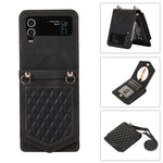 Custodia per telefono RFID con trama rombica con cordino e specchio, For Samsung Galaxy A53 5G, For Samsung Galaxy Z Flip4 5G, For Samsung Galaxy Z Flip3 5G, For Samsung Galaxy Note20 Ultra
