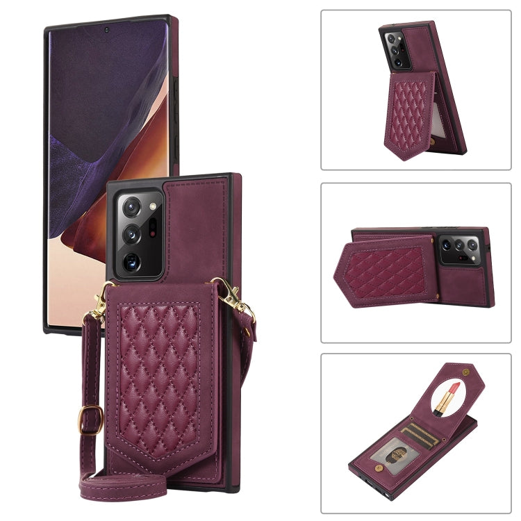 Custodia per telefono RFID con trama rombica con cordino e specchio, For Samsung Galaxy A53 5G, For Samsung Galaxy Z Flip4 5G, For Samsung Galaxy Z Flip3 5G, For Samsung Galaxy Note20 Ultra