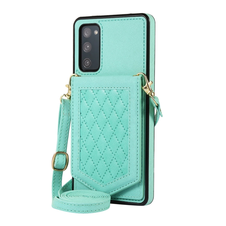 Custodia per telefono RFID con trama rombica con cordino e specchio, For Samsung Galaxy S20, For Samsung Galaxy S20+, For Samsung Galaxy S20 FE, For Samsung Galaxy S21 Ultra 5G