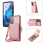 Custodia per telefono RFID con trama rombica con cordino e specchio, For Samsung Galaxy S20, For Samsung Galaxy S20+, For Samsung Galaxy S20 FE, For Samsung Galaxy S21 Ultra 5G