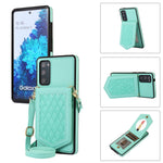 Custodia per telefono RFID con trama rombica con cordino e specchio, For Samsung Galaxy S20, For Samsung Galaxy S20+, For Samsung Galaxy S20 FE, For Samsung Galaxy S21 Ultra 5G