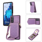 Custodia per telefono RFID con trama rombica con cordino e specchio, For Samsung Galaxy S20, For Samsung Galaxy S20+, For Samsung Galaxy S20 FE, For Samsung Galaxy S21 Ultra 5G