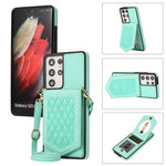 Custodia per telefono RFID con trama rombica con cordino e specchio, For Samsung Galaxy S20, For Samsung Galaxy S20+, For Samsung Galaxy S20 FE, For Samsung Galaxy S21 Ultra 5G