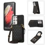 Custodia per telefono RFID con trama rombica con cordino e specchio, For Samsung Galaxy S20, For Samsung Galaxy S20+, For Samsung Galaxy S20 FE, For Samsung Galaxy S21 Ultra 5G