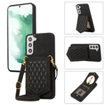 Custodia per telefono RFID con trama rombica con cordino e specchio, For Samsung Galaxy S22+ 5G, For Samsung Galaxy S22 5G, For Samsung Galaxy S21 5G, For Samsung Galaxy S21+ 5G