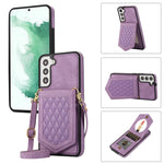 Custodia per telefono RFID con trama rombica con cordino e specchio, For Samsung Galaxy S22+ 5G, For Samsung Galaxy S22 5G, For Samsung Galaxy S21 5G, For Samsung Galaxy S21+ 5G