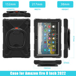 Custodia protettiva per tablet in silicone + PC con supporto e tracolla, For Amazon Fire HD 8 2022