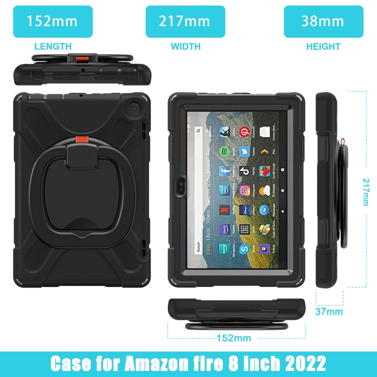 Custodia protettiva per tablet in silicone + PC con supporto e tracolla, For Amazon Fire HD 8 2022