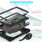 Custodia protettiva per tablet in silicone + PC con supporto e tracolla, For Amazon Fire HD 8 2022