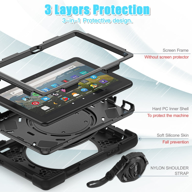 Custodia protettiva per tablet in silicone + PC con supporto e tracolla, For Amazon Fire HD 8 2022