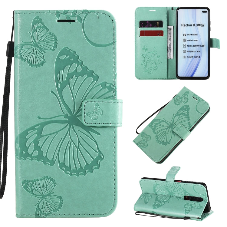 Custodia portafoglio in pelle con farfalle 3D per Redmi K30