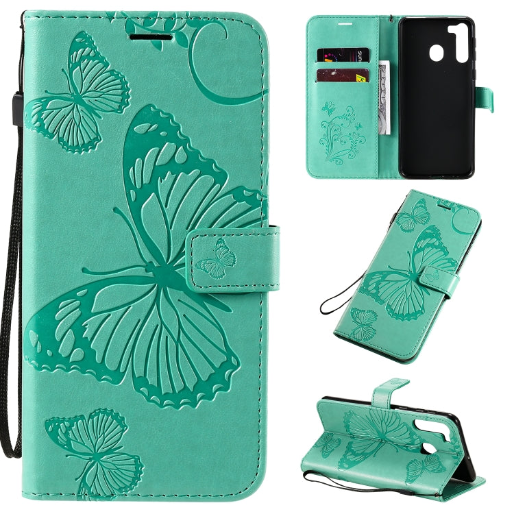 Custodia portafoglio in pelle con farfalle 3D per Galaxy A21