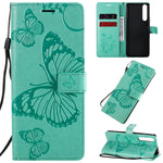 Custodia in pelle a ribalta orizzontale con motivo a rilievo farfalle 3D con supporto e slot per schede, portafoglio e cordino, For Sony Xperia 1 II, For Xiaomi Mi 10 5G / Mi 10 Pro 5G