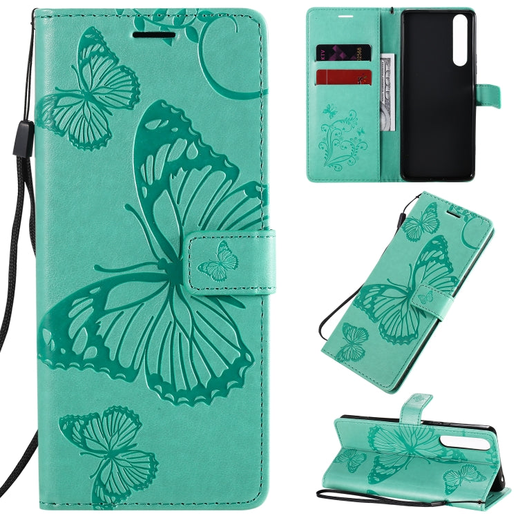 Custodia in pelle a ribalta orizzontale con motivo a rilievo farfalle 3D con supporto e slot per schede, portafoglio e cordino, For Sony Xperia 1 II, For Xiaomi Mi 10 5G / Mi 10 Pro 5G