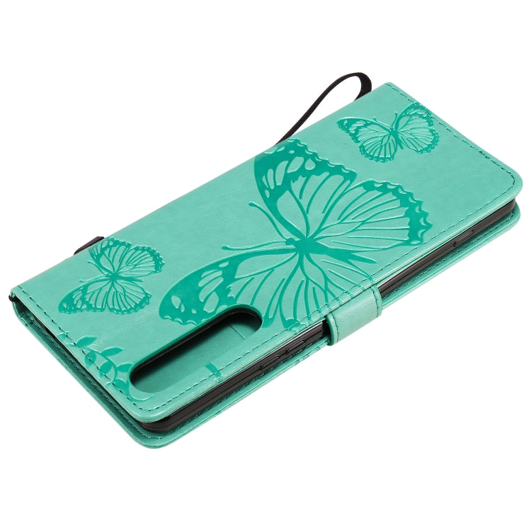Custodia in pelle a ribalta orizzontale con motivo a rilievo farfalle 3D con supporto e slot per schede, portafoglio e cordino, For Sony Xperia 1 II, For Xiaomi Mi 10 5G / Mi 10 Pro 5G
