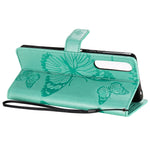 Custodia in pelle a ribalta orizzontale con motivo a rilievo farfalle 3D con supporto e slot per schede, portafoglio e cordino, For Sony Xperia 1 II, For Xiaomi Mi 10 5G / Mi 10 Pro 5G