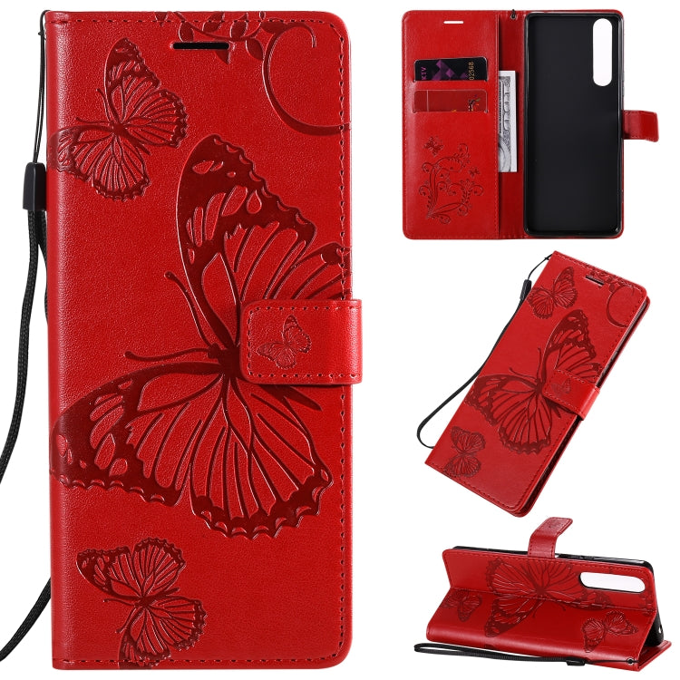 Custodia in pelle a ribalta orizzontale con motivo a rilievo farfalle 3D con supporto e slot per schede, portafoglio e cordino, For Sony Xperia 1 II, For Xiaomi Mi 10 5G / Mi 10 Pro 5G