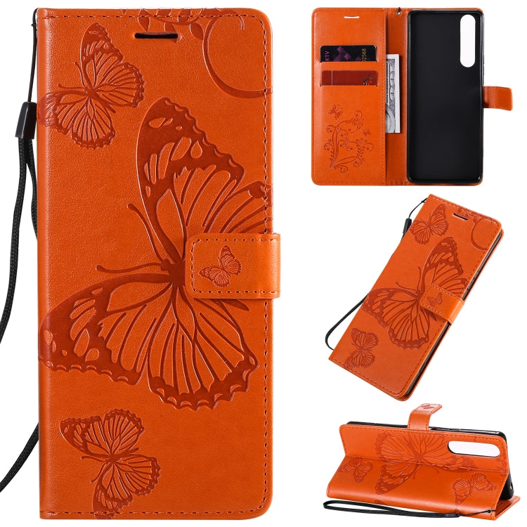 Custodia in pelle a ribalta orizzontale con motivo a rilievo farfalle 3D con supporto e slot per schede, portafoglio e cordino, For Sony Xperia 1 II, For Xiaomi Mi 10 5G / Mi 10 Pro 5G
