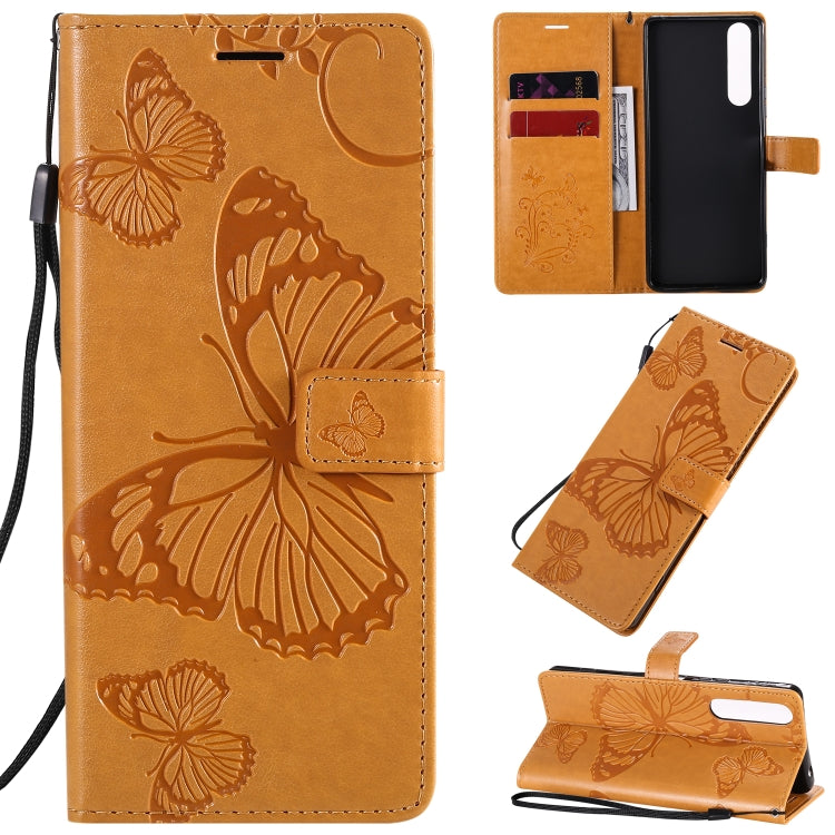 Custodia in pelle a ribalta orizzontale con motivo a rilievo farfalle 3D con supporto e slot per schede, portafoglio e cordino, For Sony Xperia 1 II, For Xiaomi Mi 10 5G / Mi 10 Pro 5G
